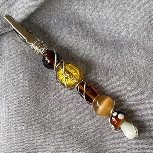 Amber Mushroom Roach Clip / ATM Helper / Debit Card Holder/Jewelry Assist